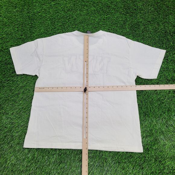 Vintage 1995 New-York News Shirt Medium 22x26 White USA Plaid - Picture 3 of 13